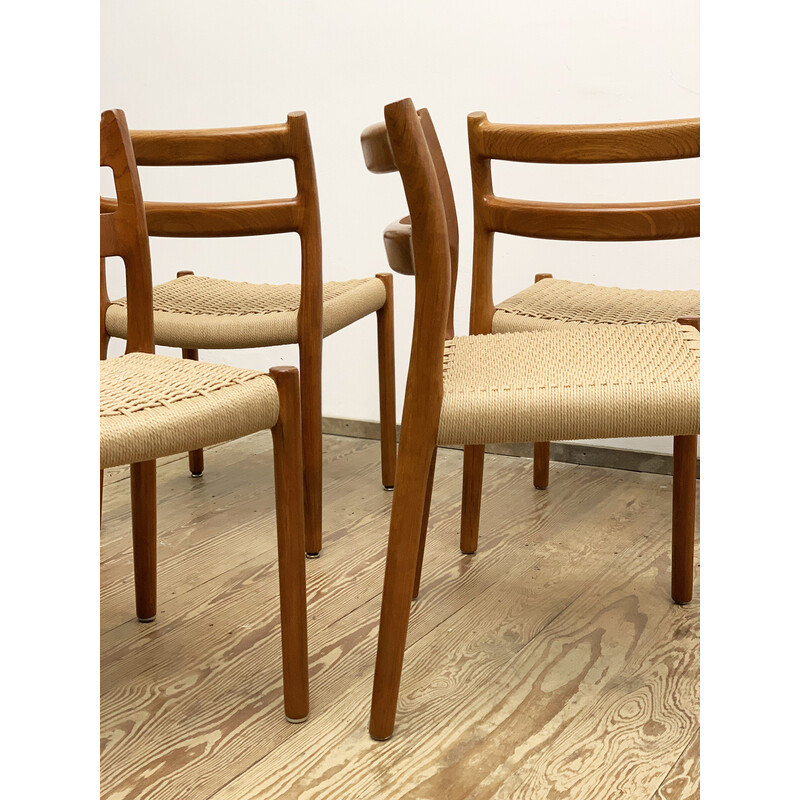 Set of 4 vintage Danish model 84 chairs in teak by Niels O. Møller for J.L. Moller, 1950