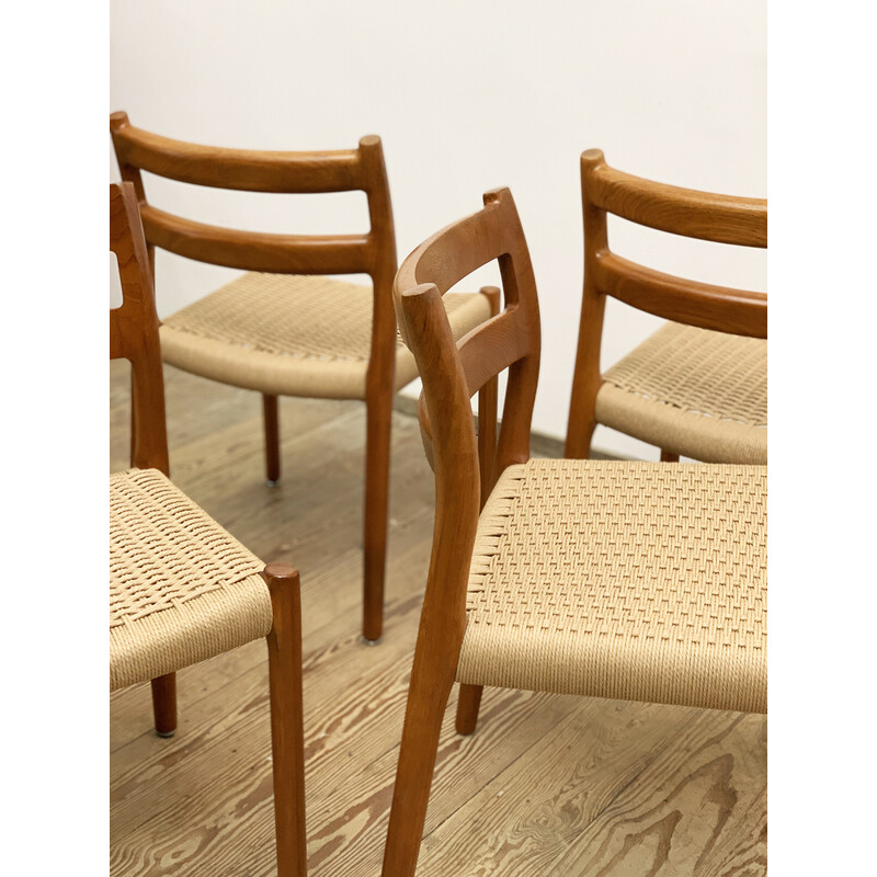 Conjunto de 4 cadeiras vintage modelo 84 dinamarquês em teca de Niels O. Møller para J.L. Moller, 1950