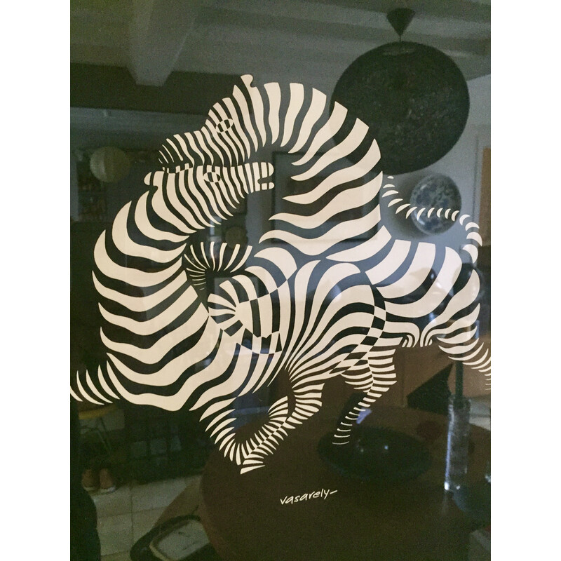 Vintage silk-screen print "the zebras" by Victor Vasarely