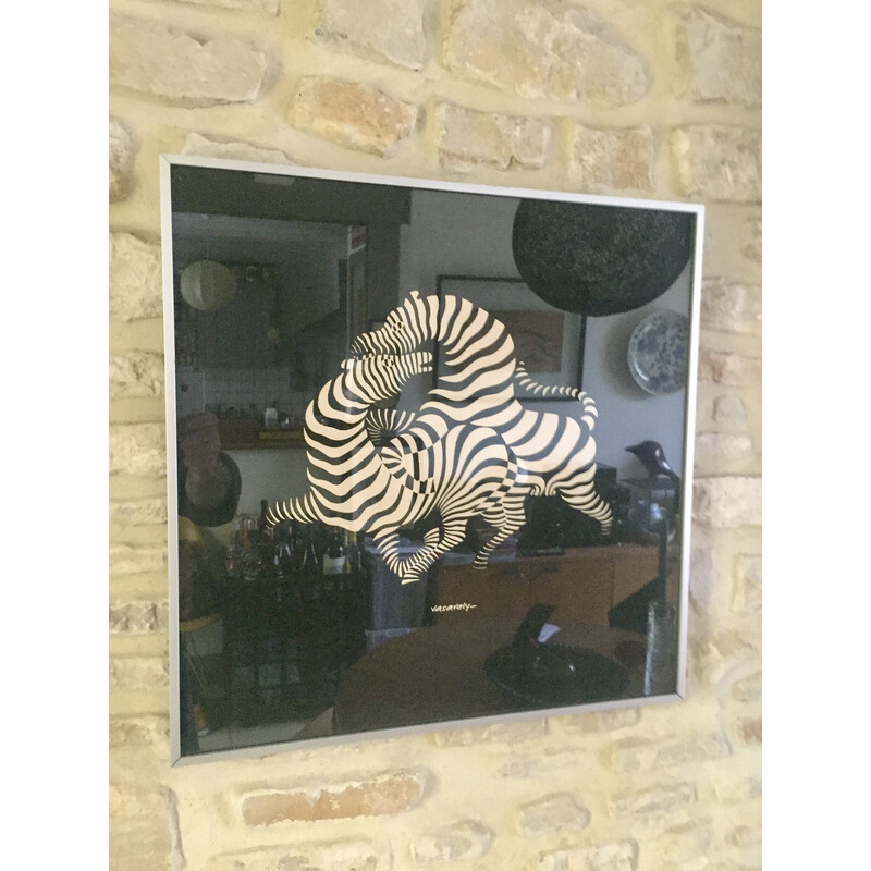 Vintage silk-screen print "the zebras" by Victor Vasarely