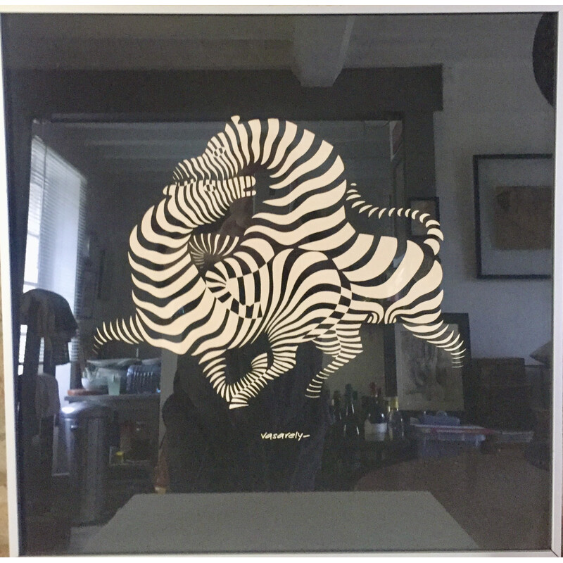 Vintage silk-screen print "the zebras" by Victor Vasarely