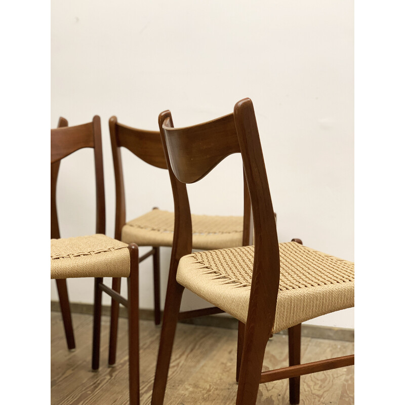 Set of 6 vintage Danish Gs60 chairs by Arne Wahl Iversen for Glyngøre Stolfabrik, 1950s