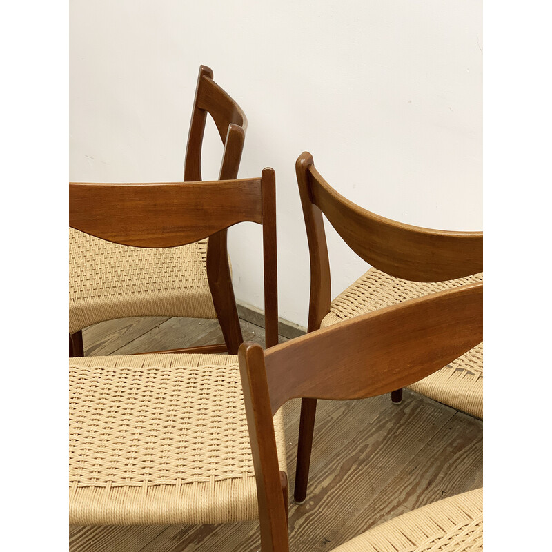 Set van 6 vintage Deense Gs60 stoelen van Arne Wahl Iversen voor Glyngøre Stolfabrik, jaren 1950