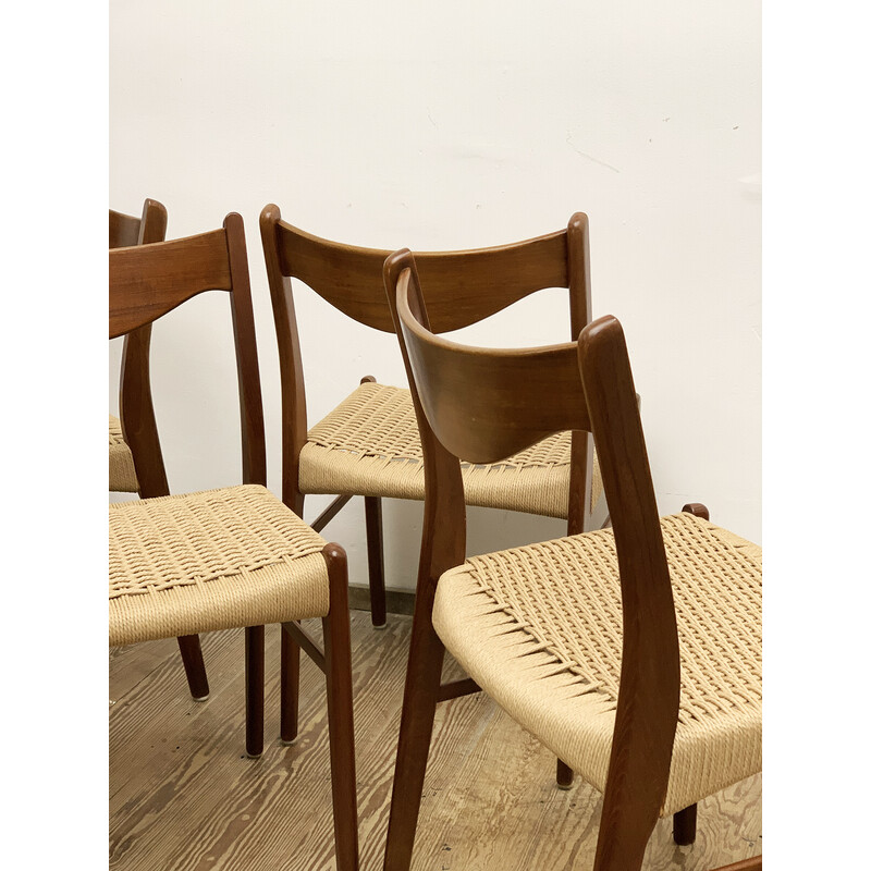 Set of 6 vintage Danish Gs60 chairs by Arne Wahl Iversen for Glyngøre Stolfabrik, 1950s