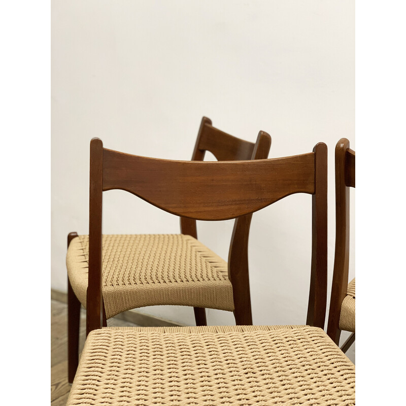 Set of 6 vintage Danish Gs60 chairs by Arne Wahl Iversen for Glyngøre Stolfabrik, 1950s