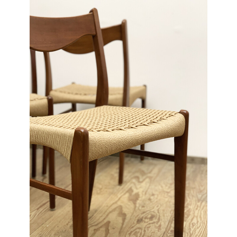 Set of 6 vintage Danish Gs60 chairs by Arne Wahl Iversen for Glyngøre Stolfabrik, 1950s