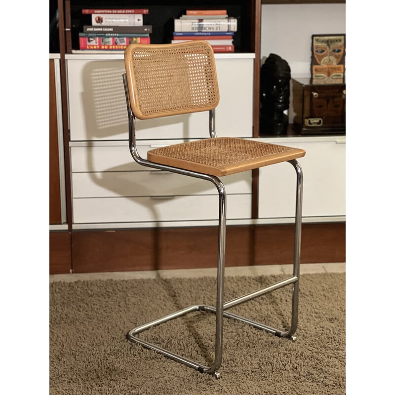 Vintage Cesca bar stool model S32 by Marcel Breuer, 1980