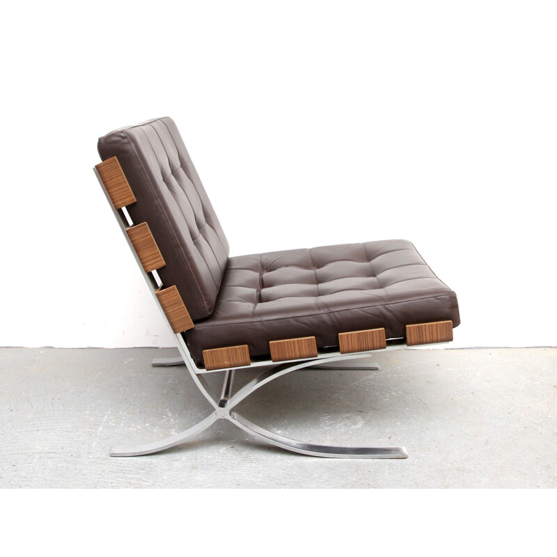 Lounge Chair in dark brown leather from Fröscher - 1970s