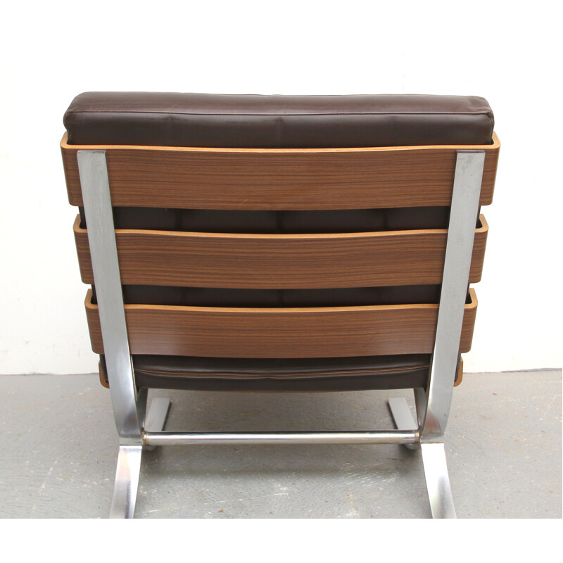 Lounge Chair in dark brown leather from Fröscher - 1970s