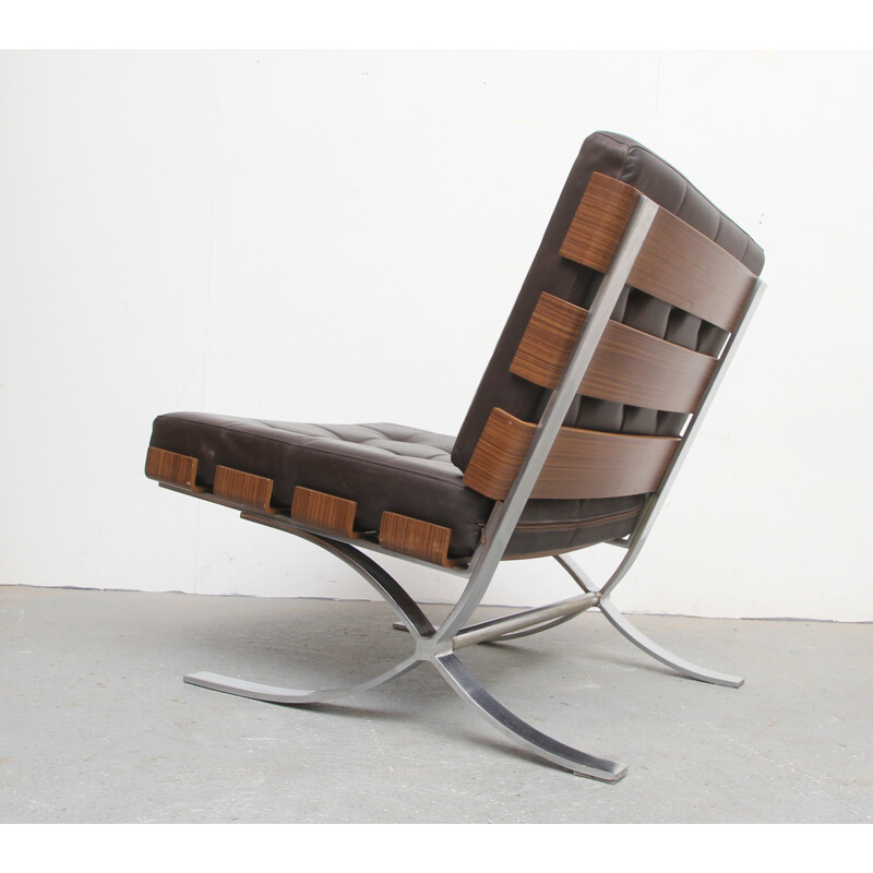 Lounge Chair in dark brown leather from Fröscher - 1970s