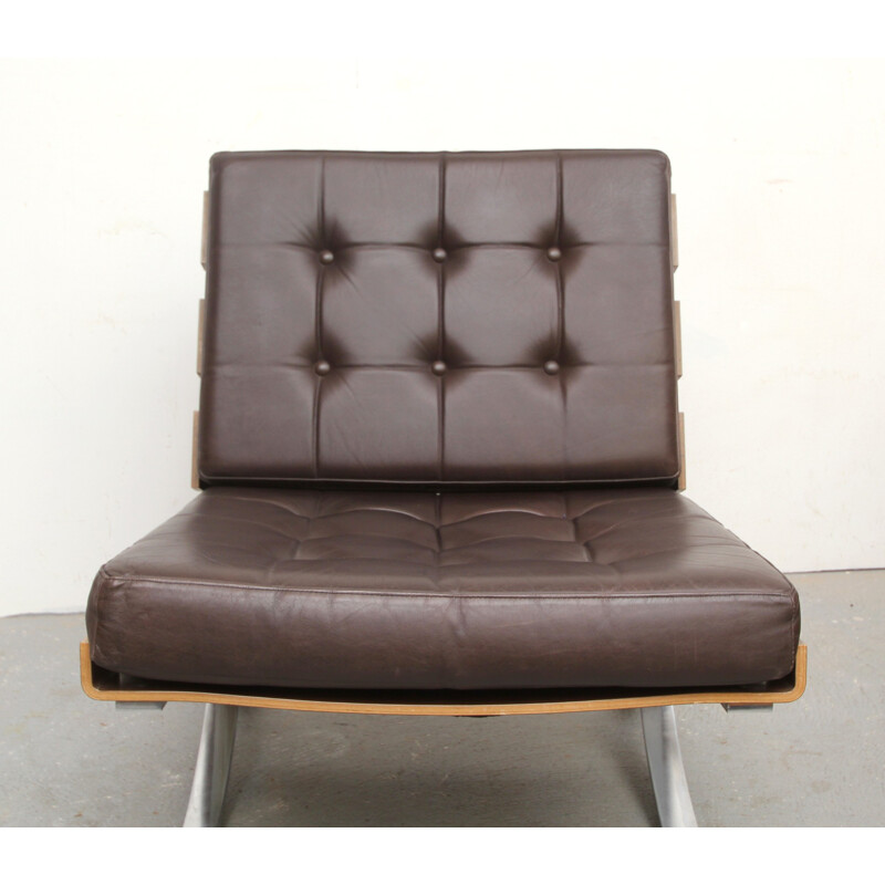 Lounge Chair in dark brown leather from Fröscher - 1970s