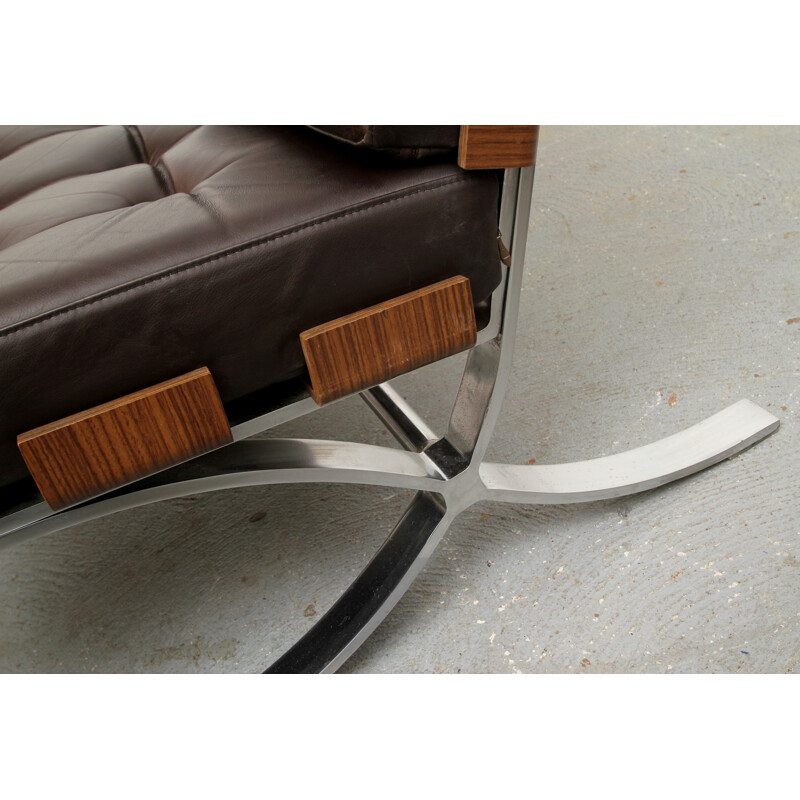 Lounge Chair in dark brown leather from Fröscher - 1970s