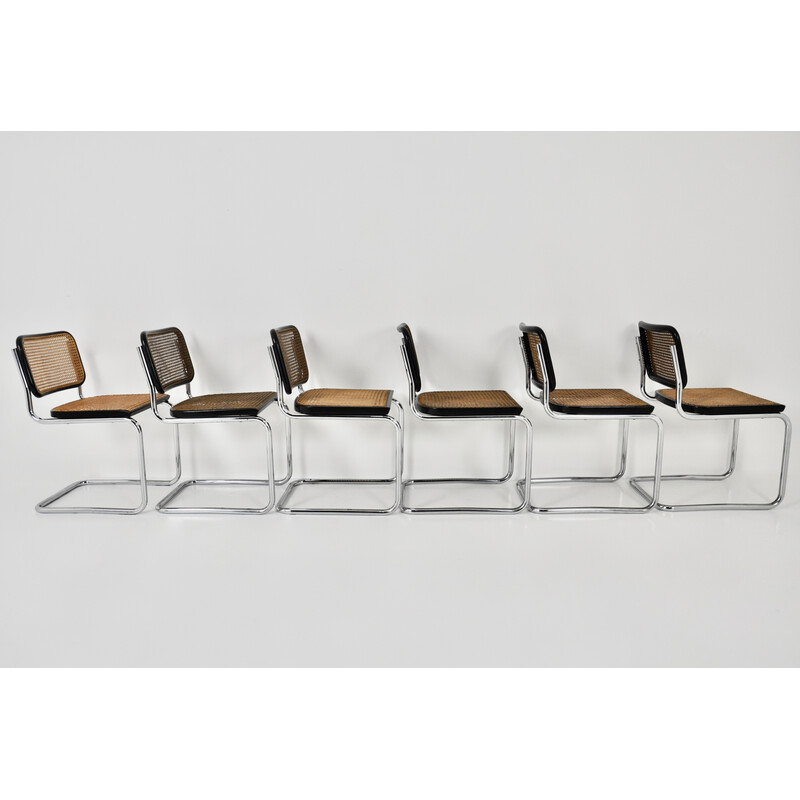 Lot de 6 chaises vintage Gavina par Marcel Breuer, 1980