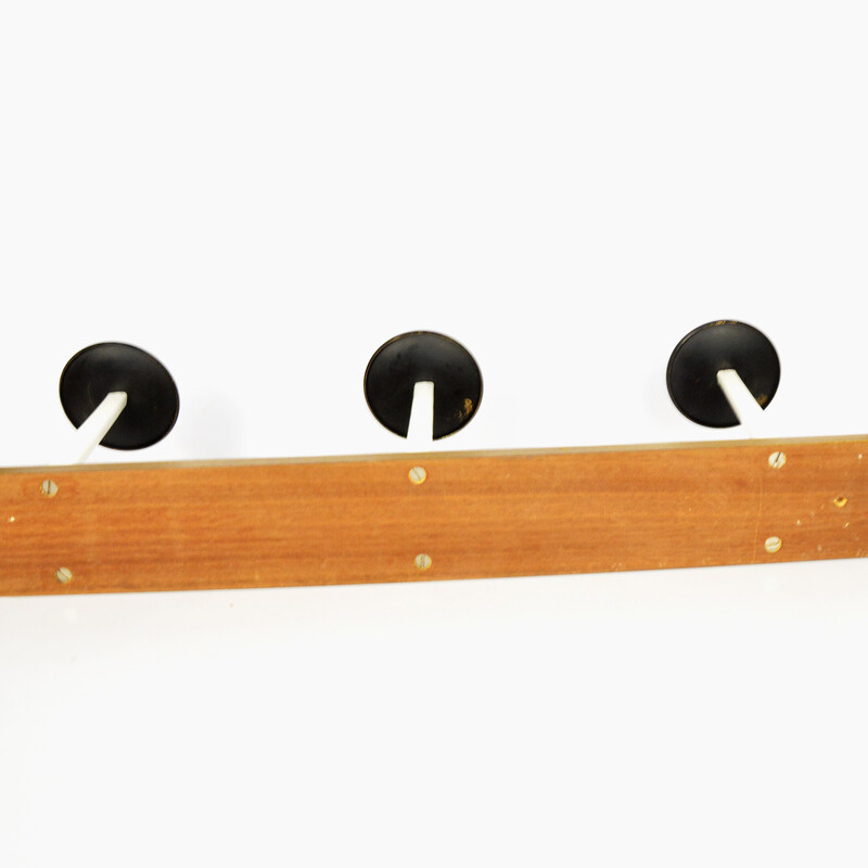 Vintage modernist wall coat rack, Denmark 1970s