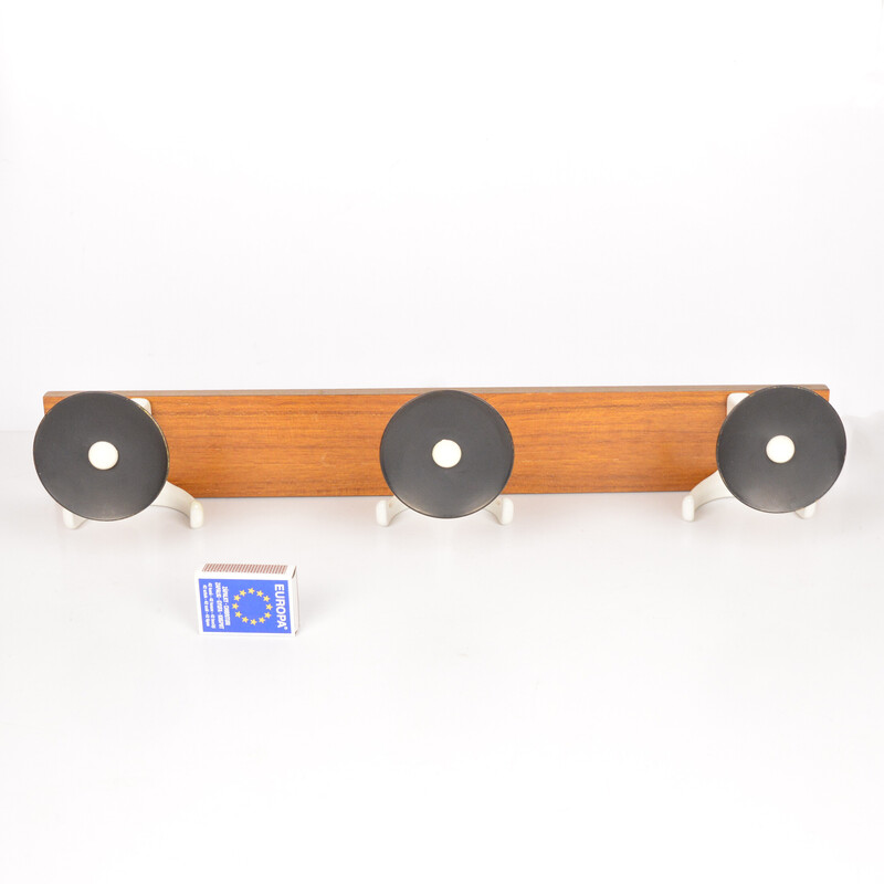 Vintage modernist wall coat rack, Denmark 1970s