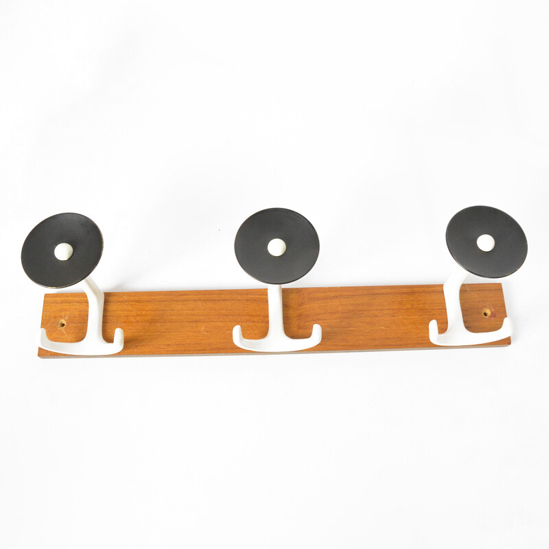 Vintage modernist wall coat rack, Denmark 1970s