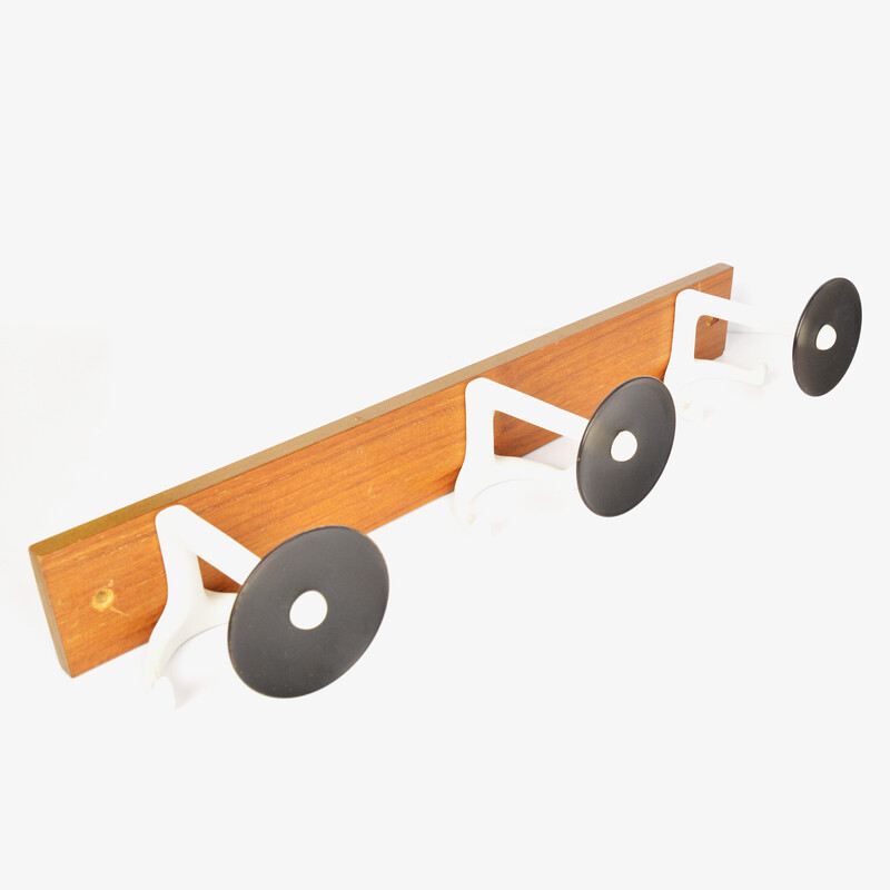 Vintage modernist wall coat rack, Denmark 1970s