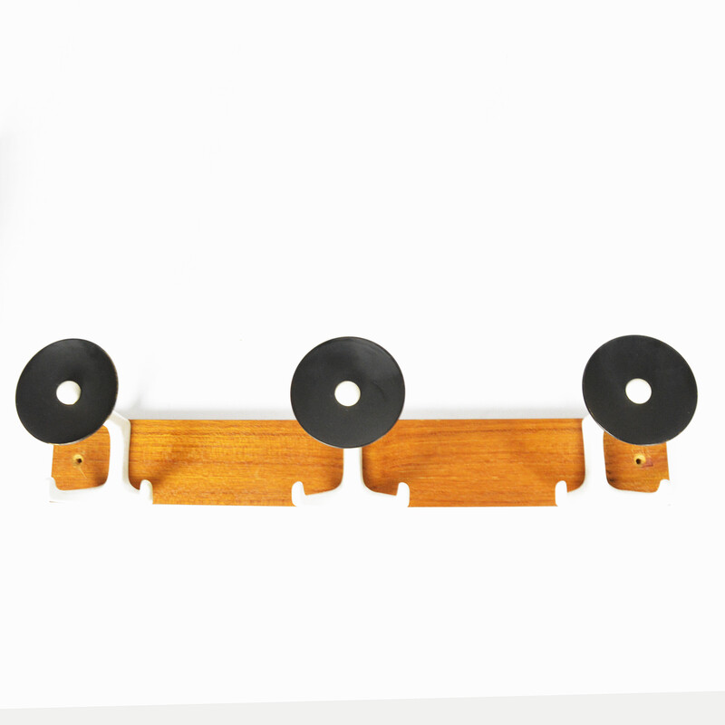 Vintage modernist wall coat rack, Denmark 1970s