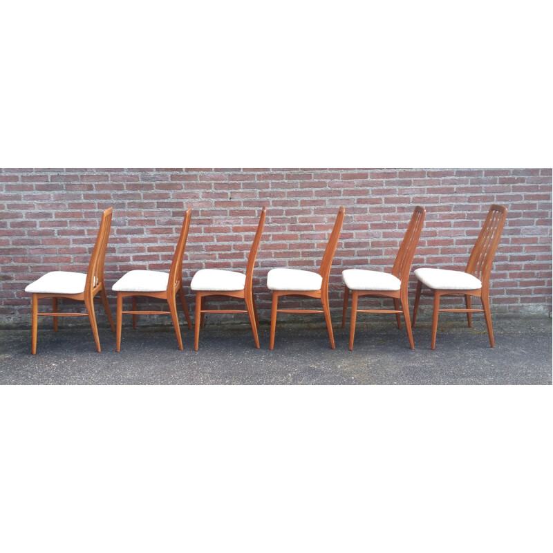 Set of 6 "Eva" chairs in white wool by Niels Koefoed - 1960s