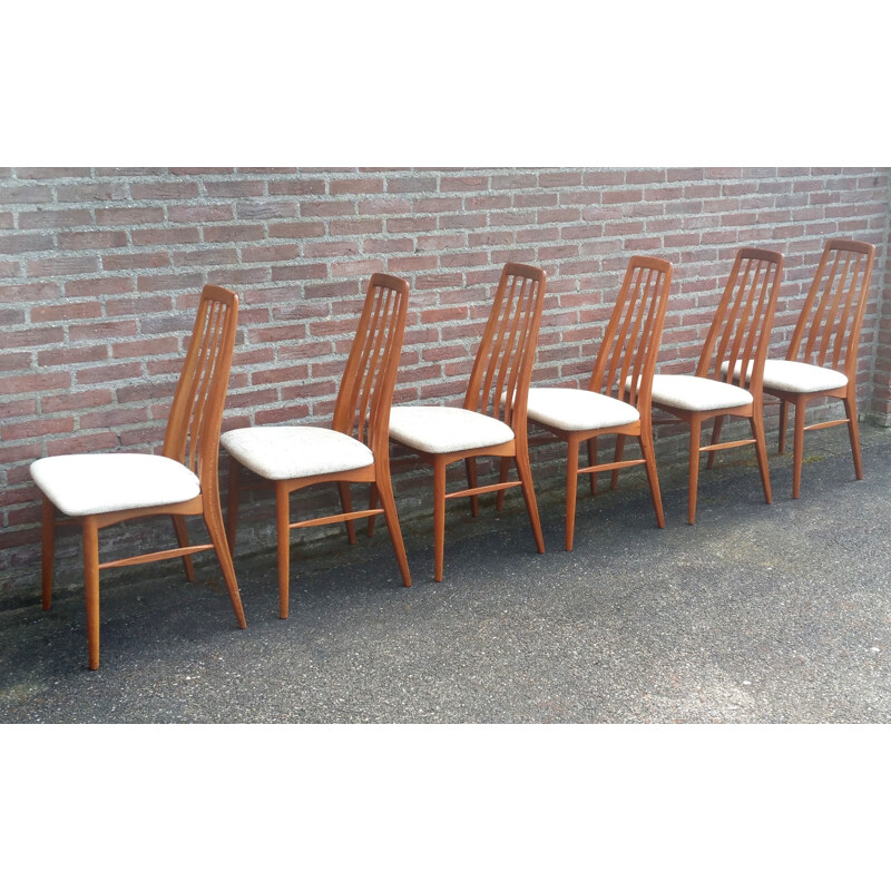 Set of 6 "Eva" chairs in white wool by Niels Koefoed - 1960s