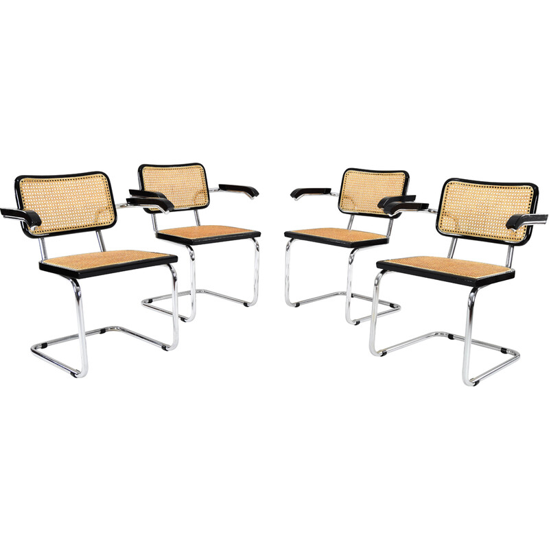 Set of 4 mid-century Italian B64 Cesca chairs by Marcel Breuer, 1970s