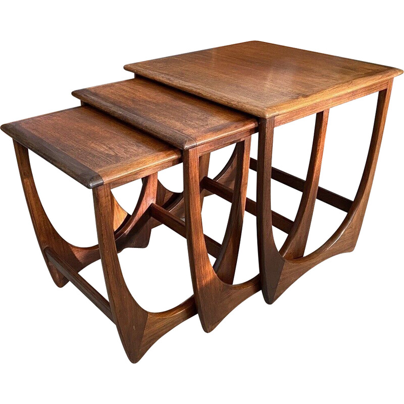 Vintage G Plan teak and afromosia Fresco range square nesting tables, 1970s