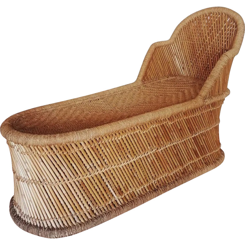 Vintage wicker and rope meridienne