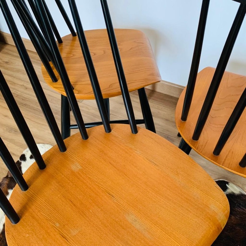 Set van 3 vintage Fanett stoelen van Ilmari Tapiovaara voor Edsbyverken