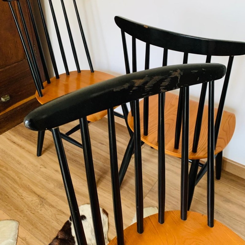 Set van 3 vintage Fanett stoelen van Ilmari Tapiovaara voor Edsbyverken