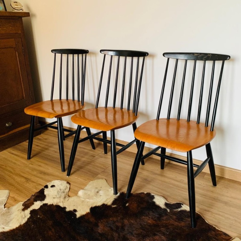 Set aus 3 Vintage Fanett Stühlen von Ilmari Tapiovaara für das Haus Edsbyverken