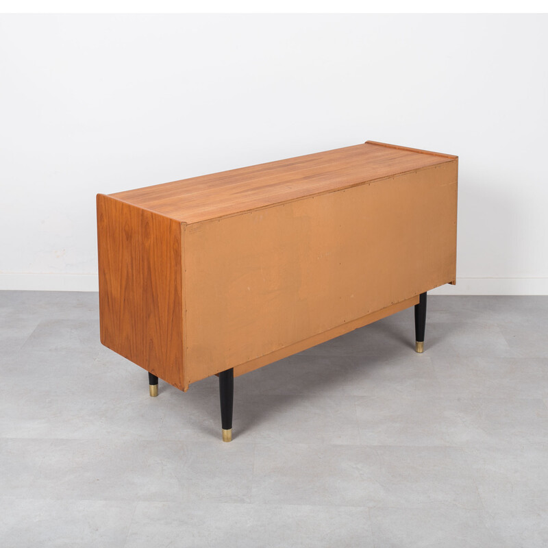 Scandinavian vintage sideboard with black sliding door by Nils Jonsson Sideboard for Hugo Troeds, 1960s