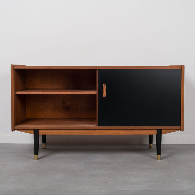 Skandinavisches Vintage-Sideboard mit schwarzer Schiebetür von Nils Jonsson Sideboard für Hugo Troeds, 1960er Jahre