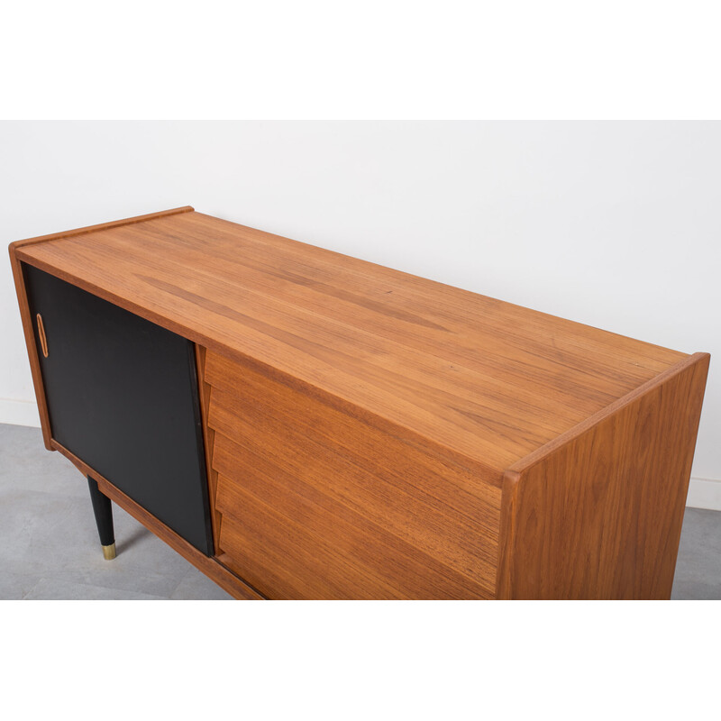 Scandinavian vintage sideboard with black sliding door by Nils Jonsson Sideboard for Hugo Troeds, 1960s