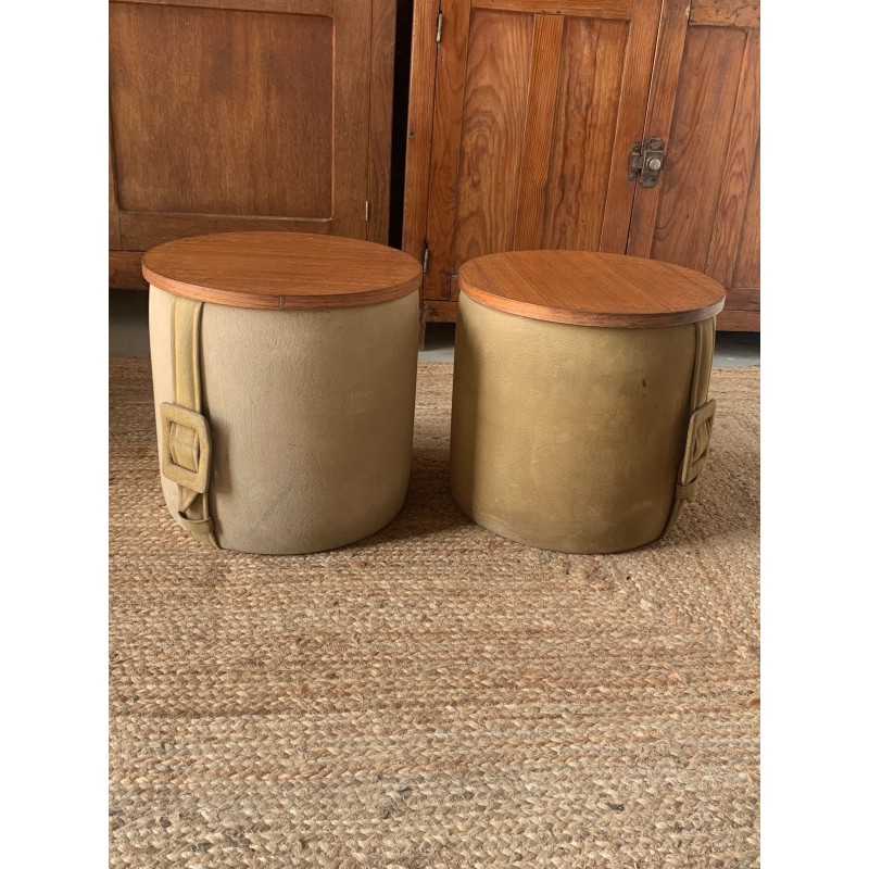 Pair of vintage poufs by Roger Landault