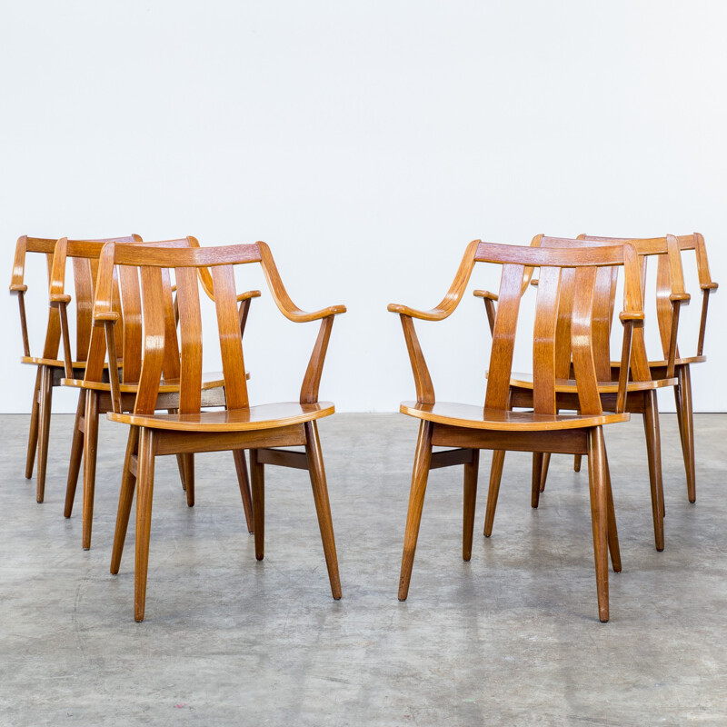 Set of six plywood dining chairs - 1960s 