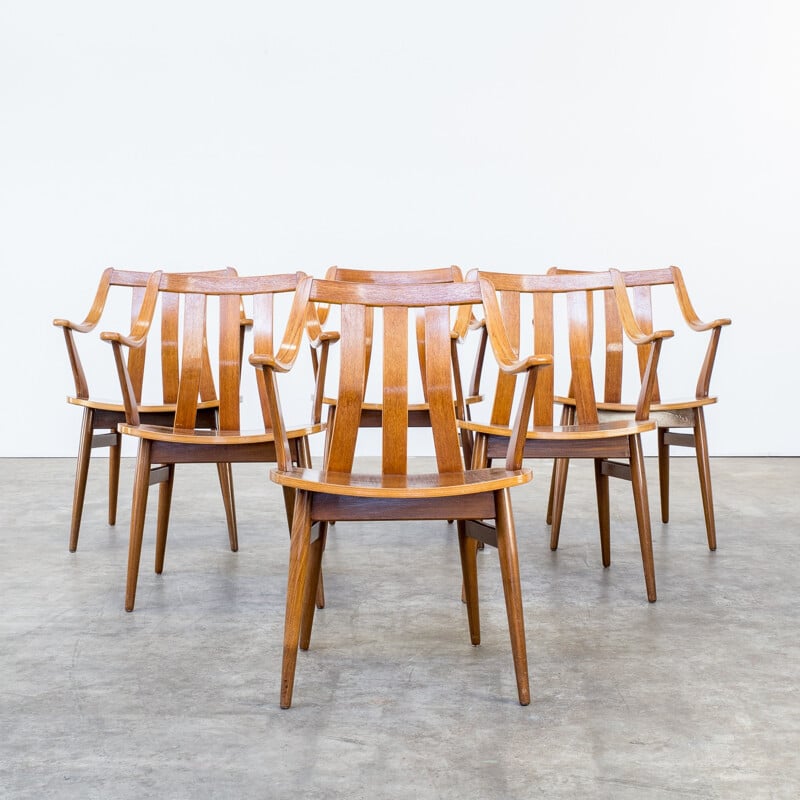 Set of six plywood dining chairs - 1960s 