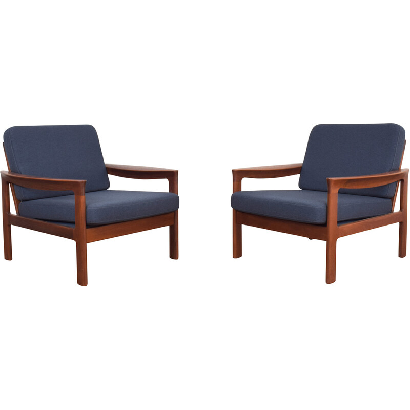 Pair of mid-century Danish teak armchairs by Arne Vodder for Komfort, 1960s