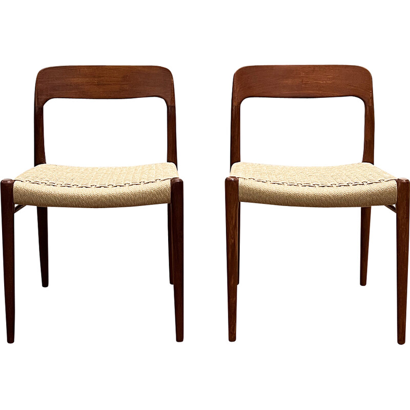 Pair of mid-century model 75 chairs in teak by Niels O. Møller for J.L. Moller, 1950