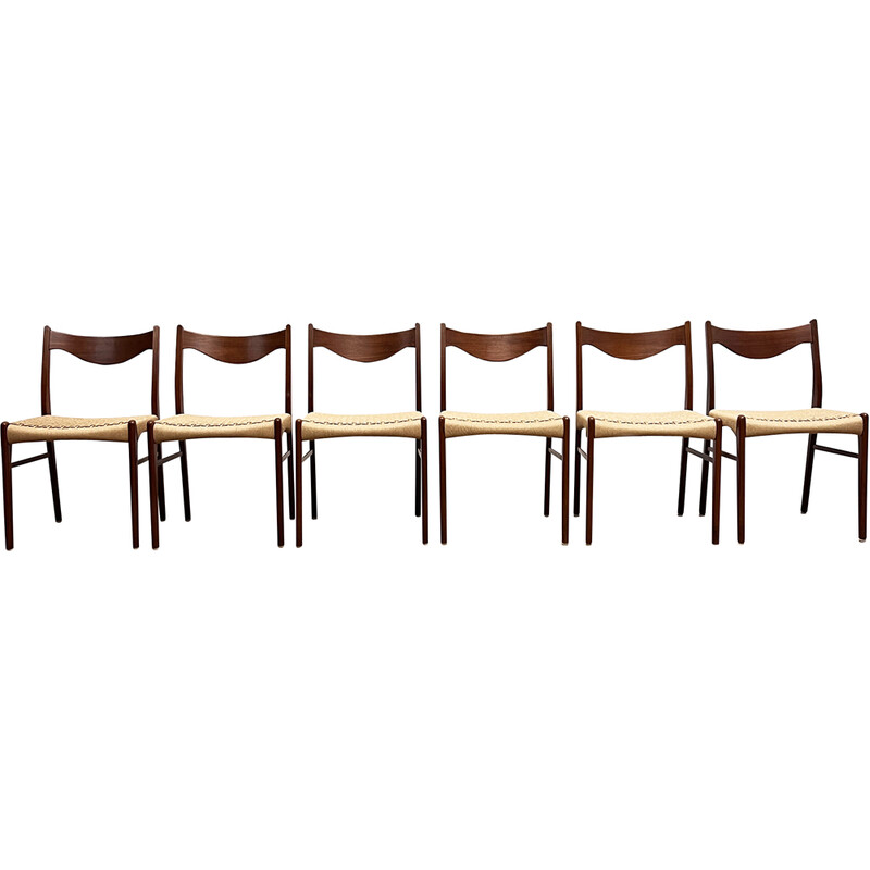 Set of 6 vintage Danish Gs60 chairs by Arne Wahl Iversen for Glyngøre Stolfabrik, 1950s