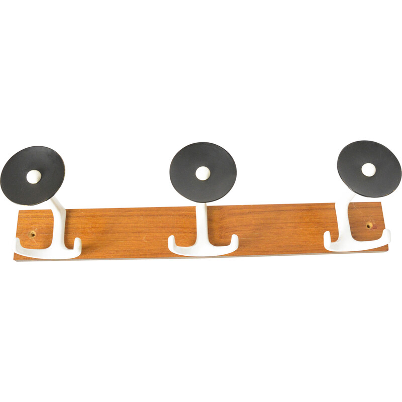 Vintage modernist wall coat rack, Denmark 1970s