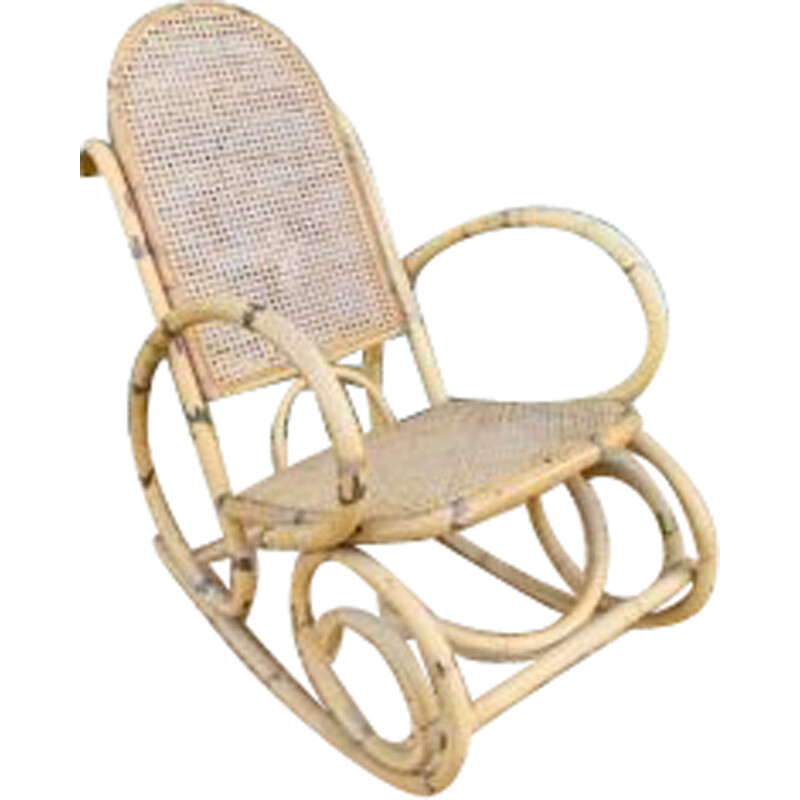 Vintage rattan rocking chair, 1960