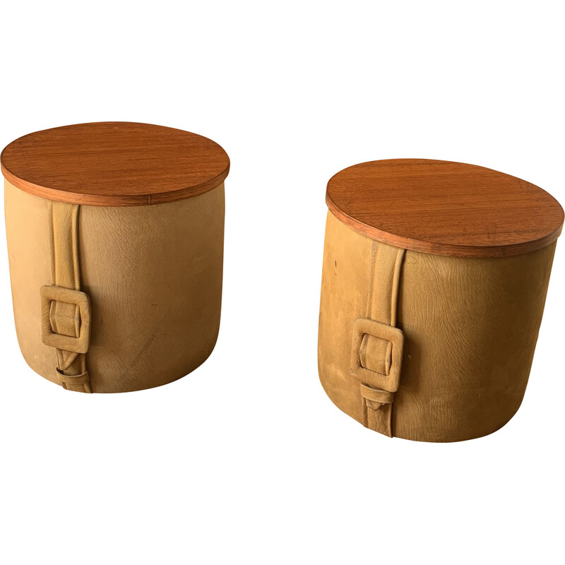 Pair of vintage poufs by Roger Landault