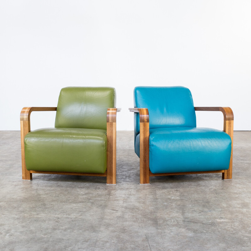 Pair of Hugo de Ruiter "hemingway" lounge chairs for Leolux - 2000s