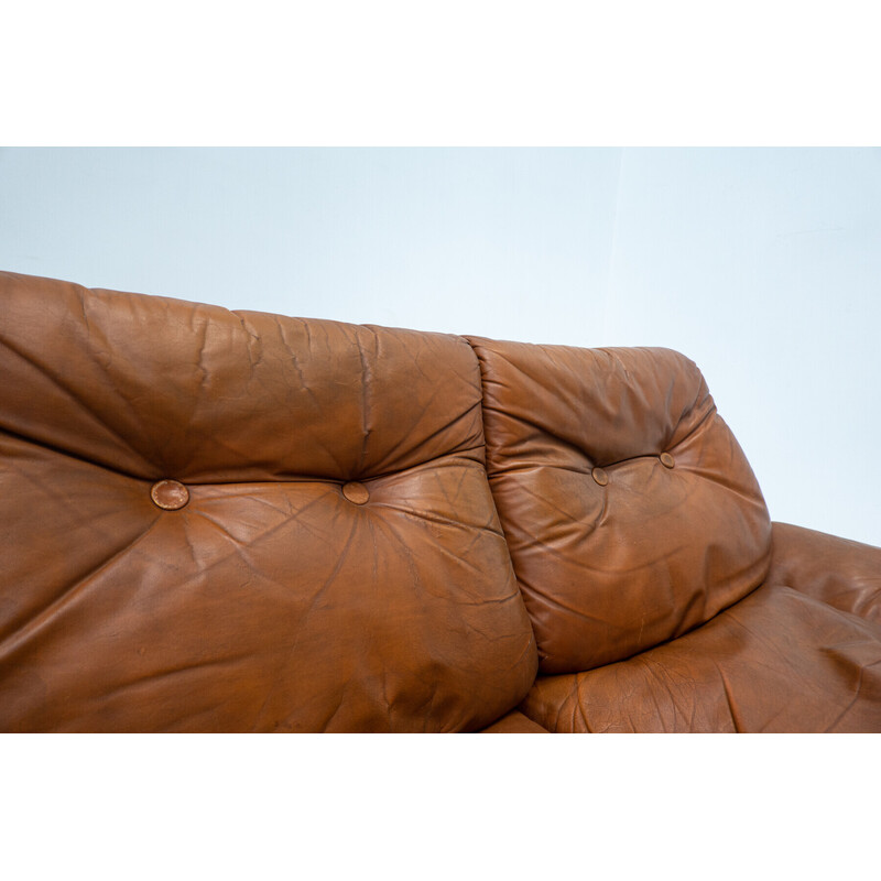 Mid-century living room set in cognac leather, 1960s