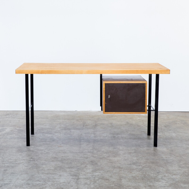 Writing desk in birch wood steel frame - 1970s