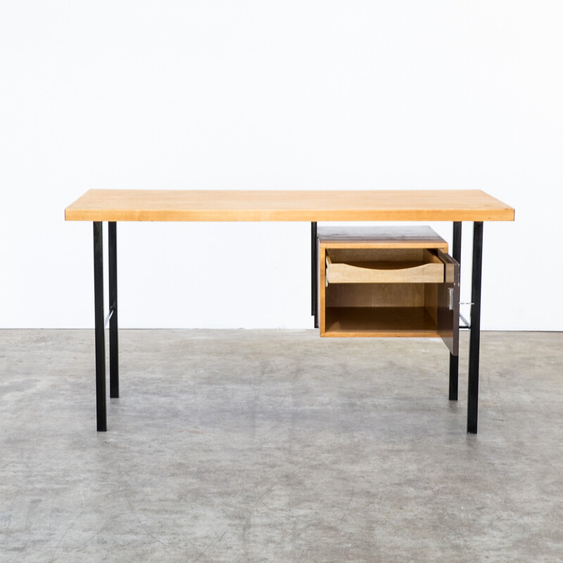 Writing desk in birch wood steel frame - 1970s