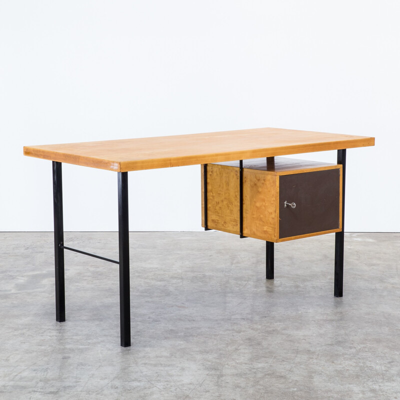 Writing desk in birch wood steel frame - 1970s