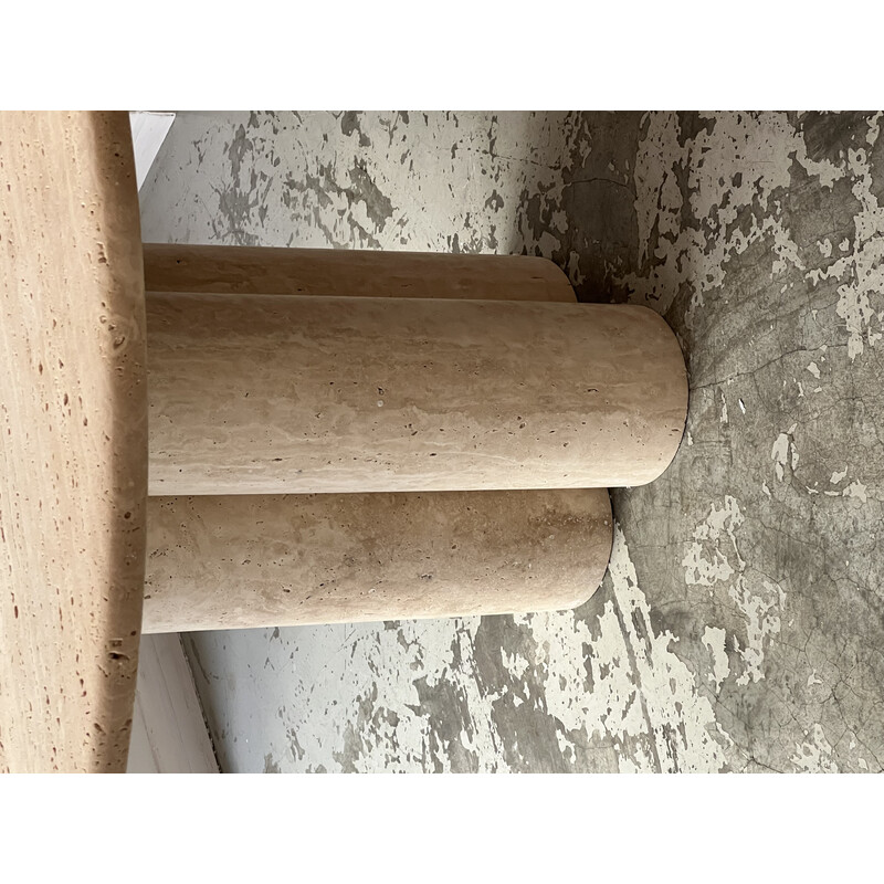 Circular vintage travertine table