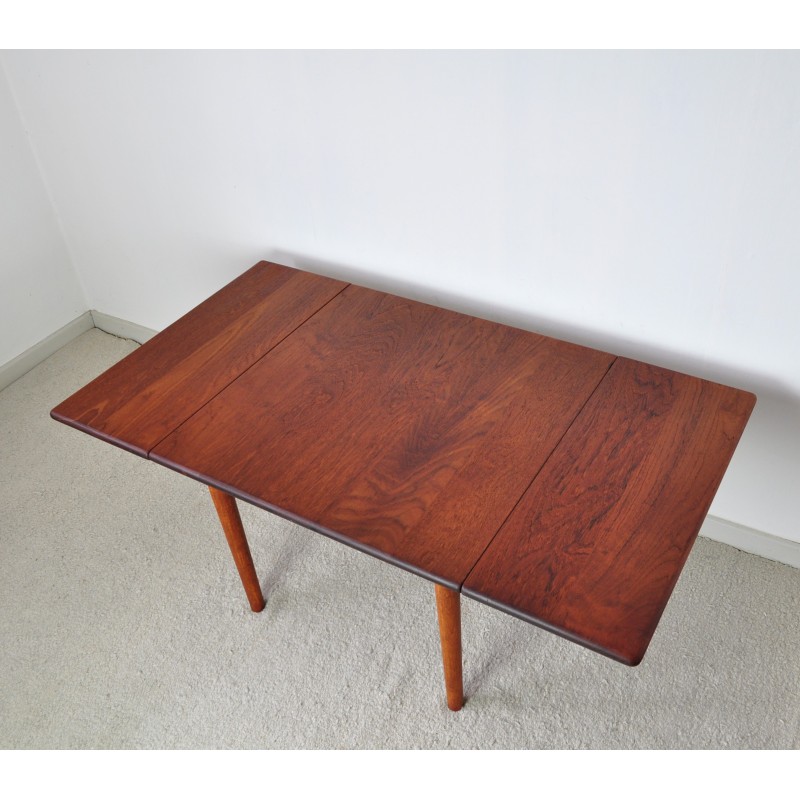 Mesa de centro vintage en madera maciza de teca y roble de Hans J. Wegner para Getama