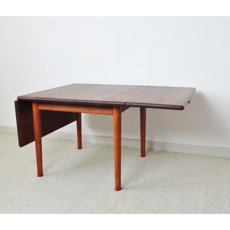 Mesa de centro vintage en madera maciza de teca y roble de Hans J. Wegner para Getama